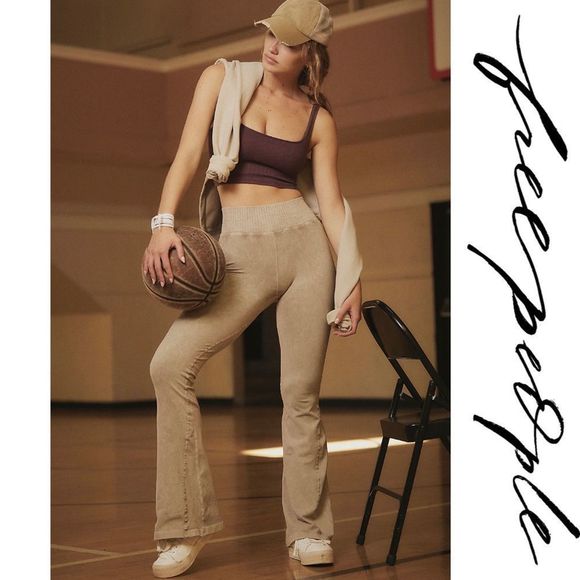 Free People Pants - NEW! Free People Good Karma Flare Leg Leggings Mushroom!